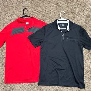 Set of 2 Men’s M red black Callaway golf athletic polo shirt never worn NWOT